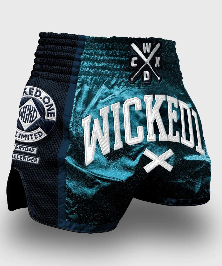 MUAY THAI SHORTS SPRAYING BLUE