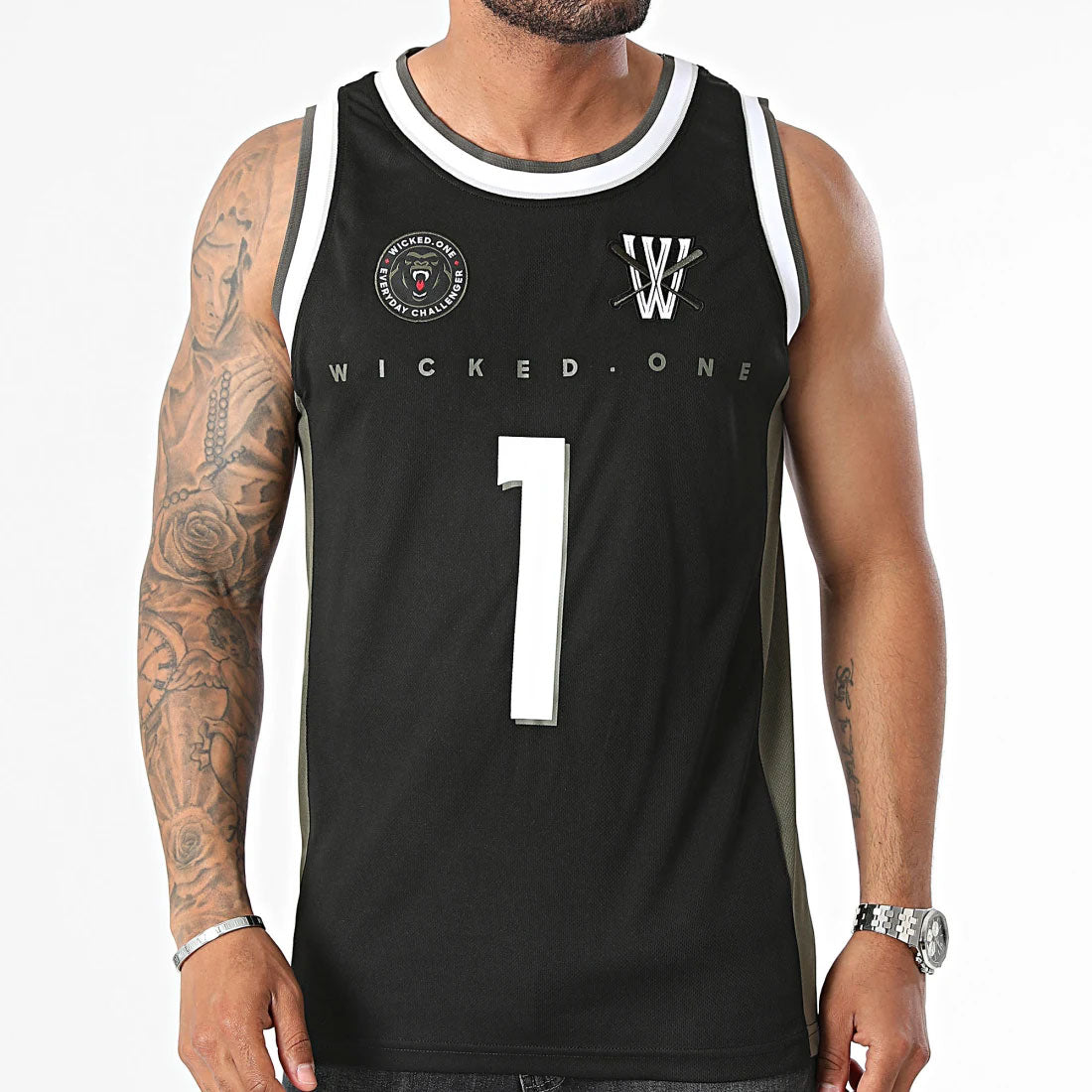 WHACKS BLACK &amp; KHAKI TANK TOP